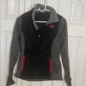 The North Face Women's Black and Gray Jacket with Pink Accents